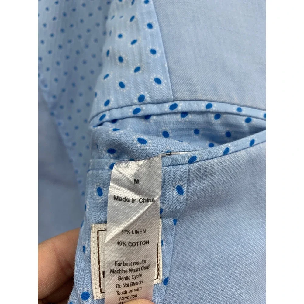 Peter Millar Blazer Mens Medium Blue Linen Cotton Unstructured Sport Coat Summer